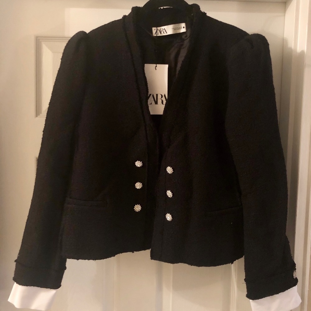 NWT Zara Tweed Poplin Jacket Blazer